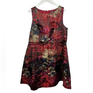 Leslie Fay Red, Gold, and Black dress